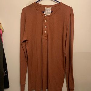 Jungmaven Rust Red Brown Henley L Large